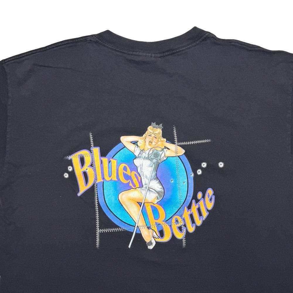 Vintage 90s Blues Bettie music band - WWII nose art military girl style shirt - Picture 1 of 4